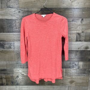 J. Jill Women's 3/4 Sleeve Merino Wool Knit Top Size XS Coral Orange Relaxed Fit